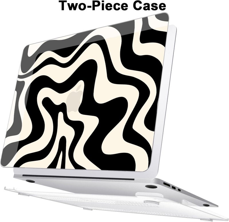 AKIT Compatible with MacBook Air 13 inch Case 2026 2025 2024-2022 M4 M3 M2 A3240 A3113 A2681, Pattern Hard Shell Laptop Case+Screen Protector+Keyboard Cover for MacBook Air 13.6 inch, Black Wave - Image 4